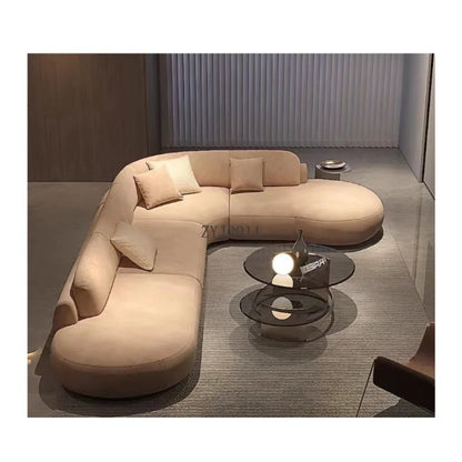 Nordic simple fabric curved corner multi-person living room beauty salon hotel reception sofa