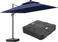 9' X 12' Large Cantilever Patio Umbrella 360° Rotation Rectangular Outdoor Double Top Heavy Duty Windproof Offset Umbrella