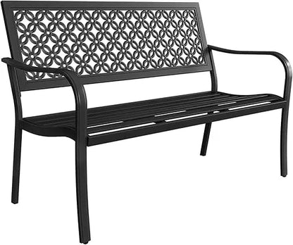 Grand patio 50 Outdoor Bench Garden Bench with Armrests Bench for Outdoors Lawn Yard Porch Black