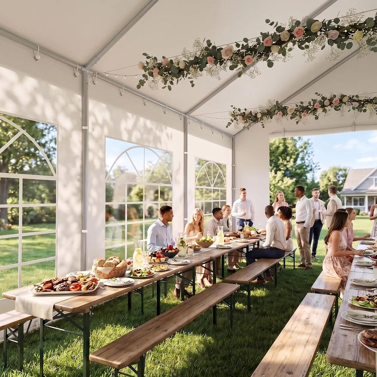 20x30 Party Tent Heavy Duty Outdoor Event Tent for Backyard White, Customized
