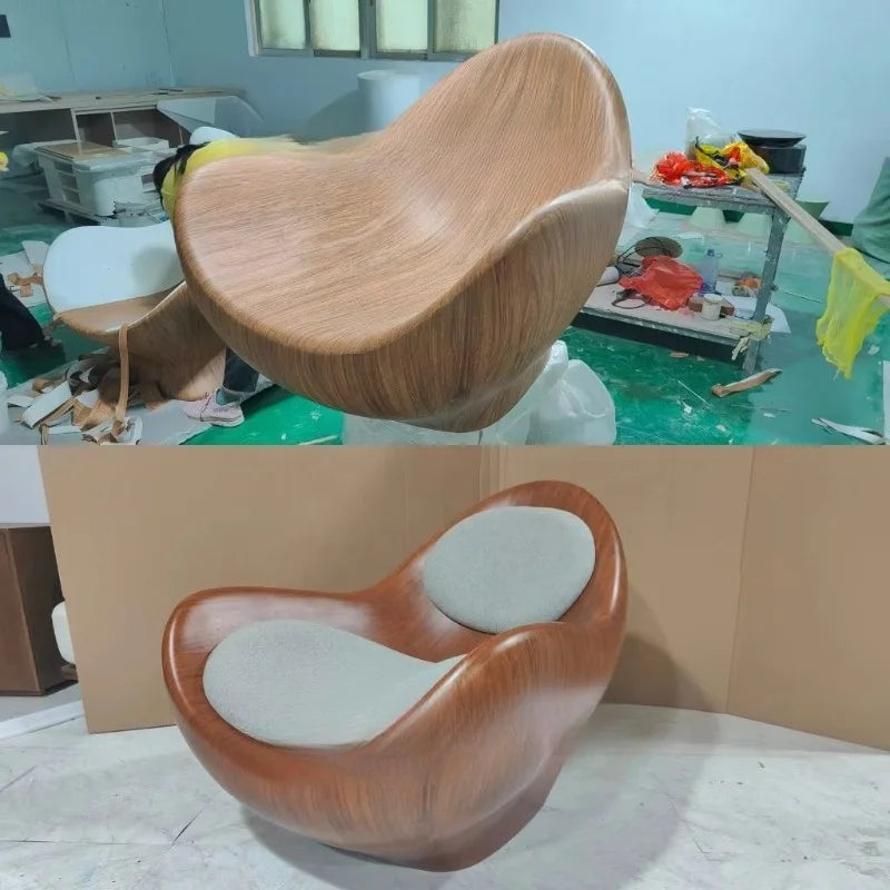 Modern minimalist lounge chair uniquely shaped solid wood lounge chair, suitable for family hotel offices and bars