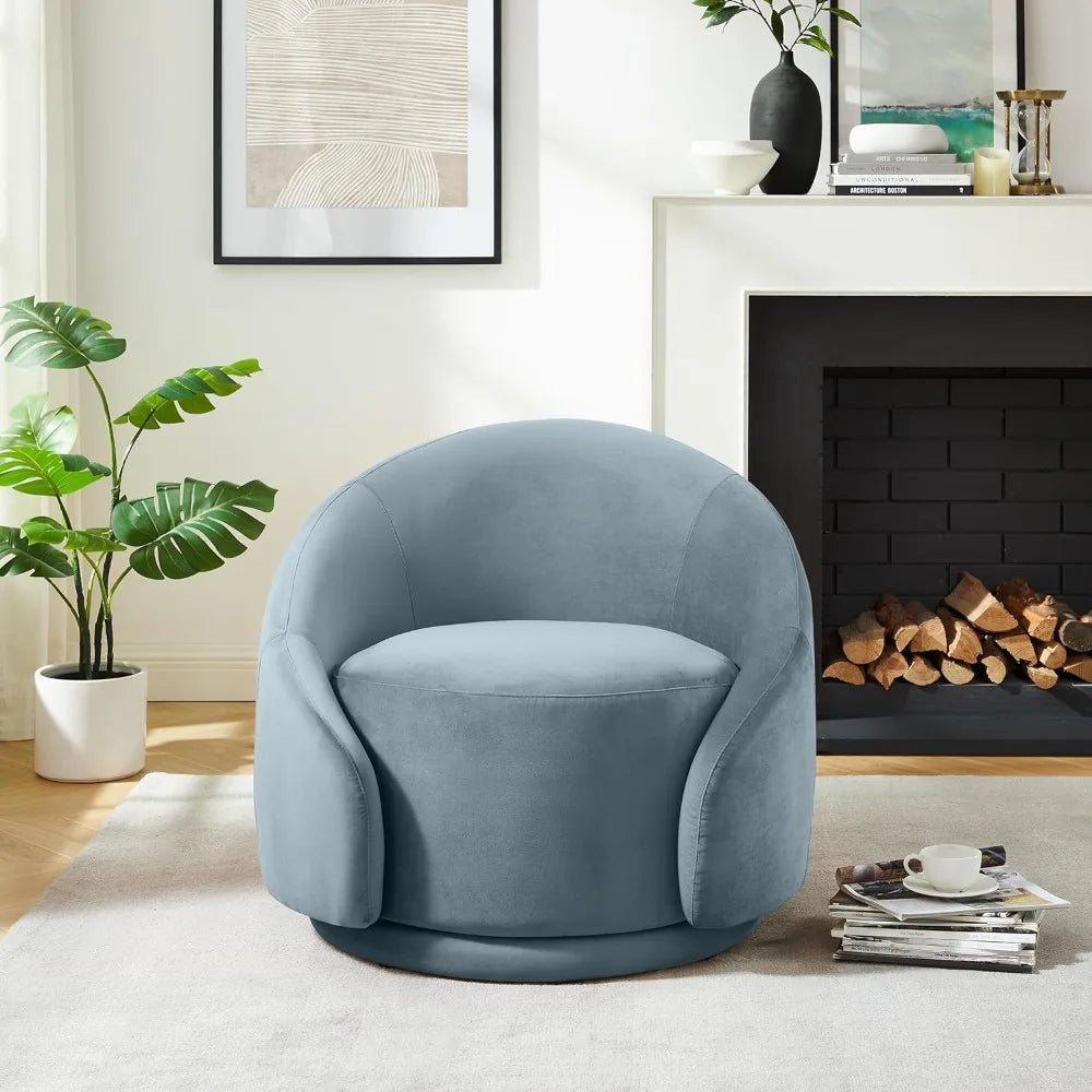 Swivel Barrel Chair, Upholstered Modern Round Accent Arm Chairs, 360° Swivel Single Sofa Armchair for Living Room and Bedroom,