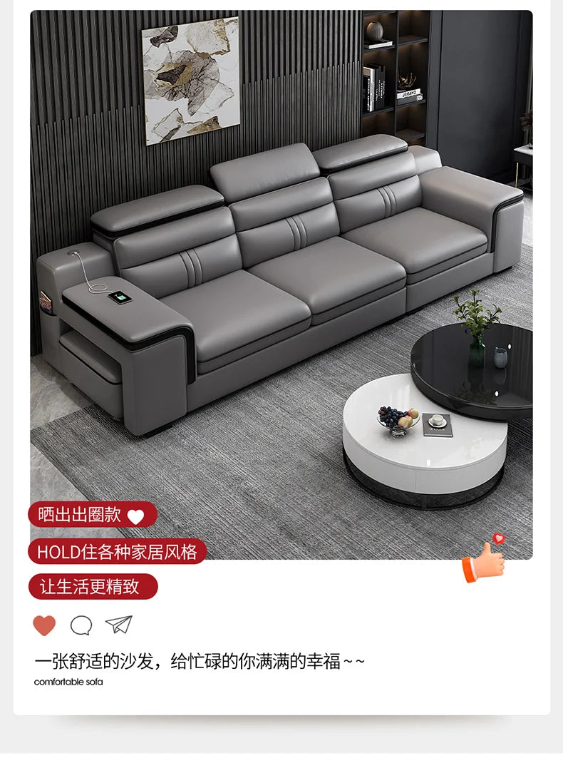Genuine Leather Modern Sofas Luxury Classic Bedrooms Cinema Sofas Comfortable Straight Muebles Para El Hogar Home Accessories