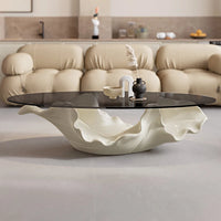 Table à thé moderne en verre de qualité supérieure, mobilier de luxe à une feuille de styliste artistique haut de gamme pour Table basse de salon