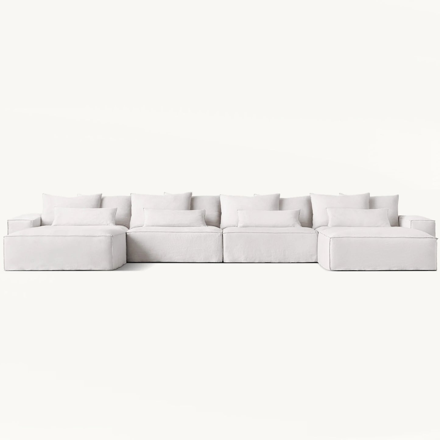 Luxury White Indoor Minimalist Modular Furniture Deep Seat U Shape Fabric Modern Chaise Lounge Sofas