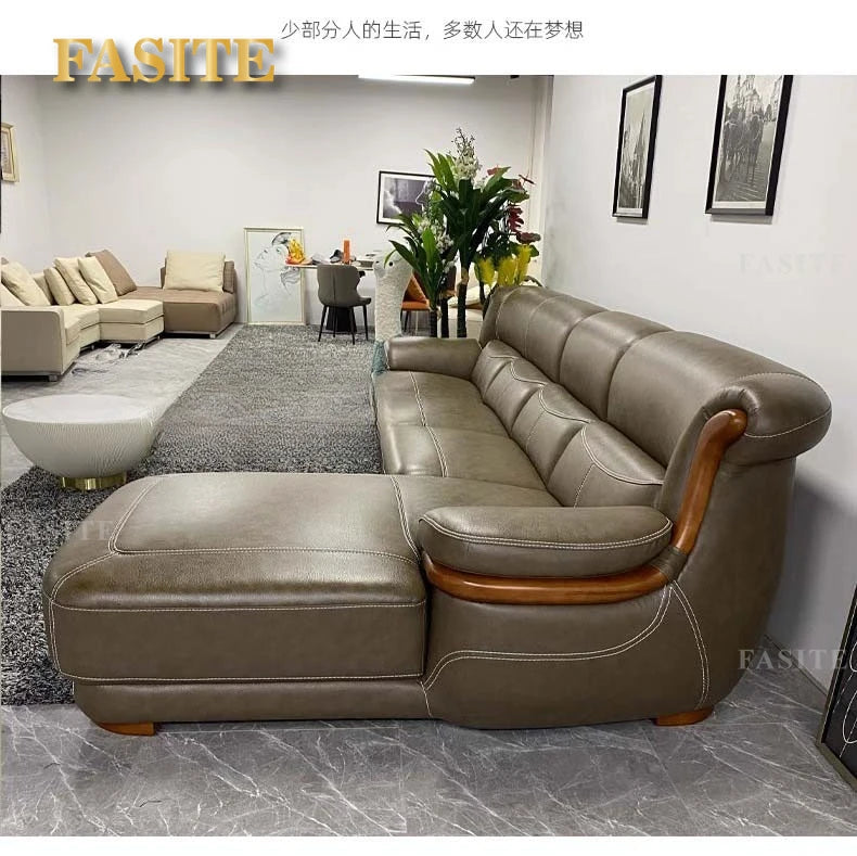 leather sofa modern simple living room combination small apartment Nordic first-layer cowhide princess corner furniture