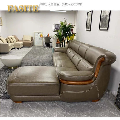 leather sofa modern simple living room combination small apartment Nordic first-layer cowhide princess corner furniture