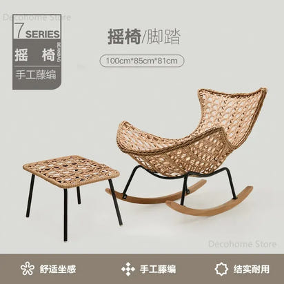 Modern Rattan Living Room Chairs Leisure Lazy Back Sofa Home Lounge Chair Outdoor Balcony Rocking Chair Living Room Furniture