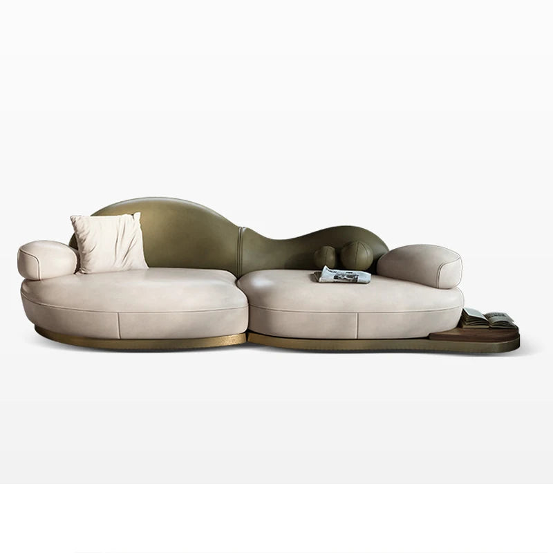 #French Luxury Fabric Sectional Sofa Modern Design Wood Legs Apartment Living Room High-End Special-Shaped