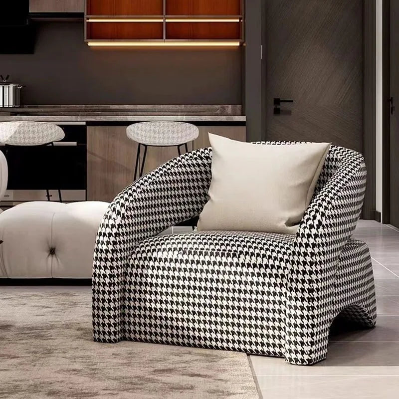Single sofa leisure chair living room light luxury curved balcony chair small apartment tiger chair minimalist