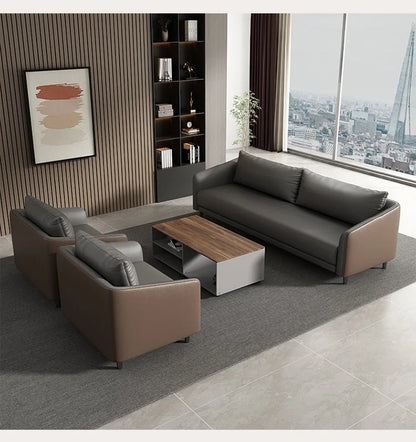 Office Sofa Modern Meeting Guests Business Reception Negotiation Leisure Area Modern Leather Sofa Coffee Table Combination Set