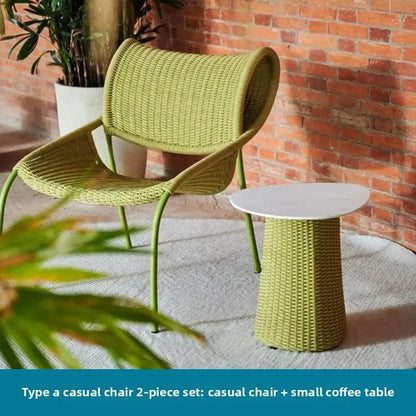 Villa Hotel Outdoor Garden Single Rattan Chair Nordic Home Aluminum Alloy Table and Chair Set Leisure Rope Garden Furniture Sets