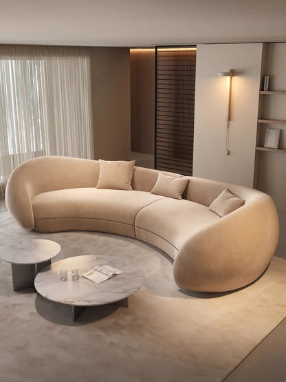 Moon sofa semi-circular living room French lamb wool fabric sofa designer