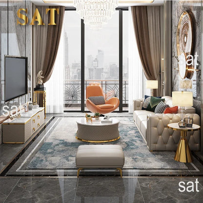 Luxury Design Sectional 1 2 3 Seater Leather Tufted Sofa Set Modern U Shape Living Room Furniture