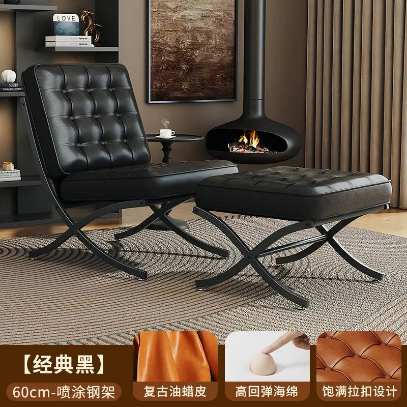 Black Metal Living Room Chairs Balcony Throne Relax Reading Modern Room Decor Fashion Chairs Comfortable Sillones Home Design