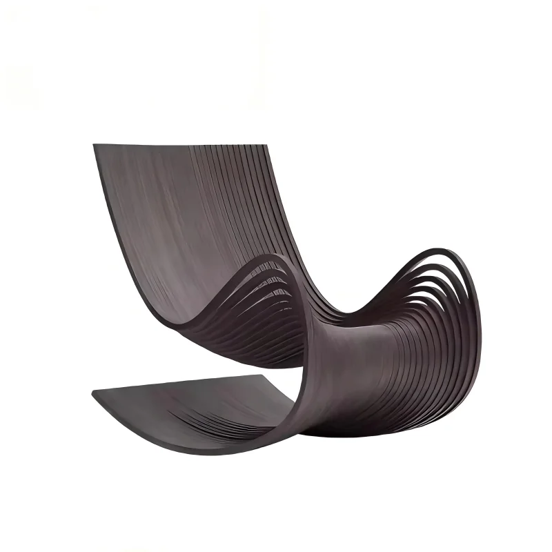 Free armchair, solid birch comfortable seat with armrests, unique shape, suitable for sculptural