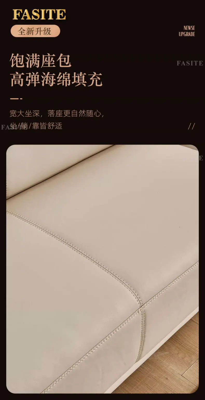 Ebony leather living room sofa combination modern simple light luxury new Chinese style solid wood first layer cowhide furniture