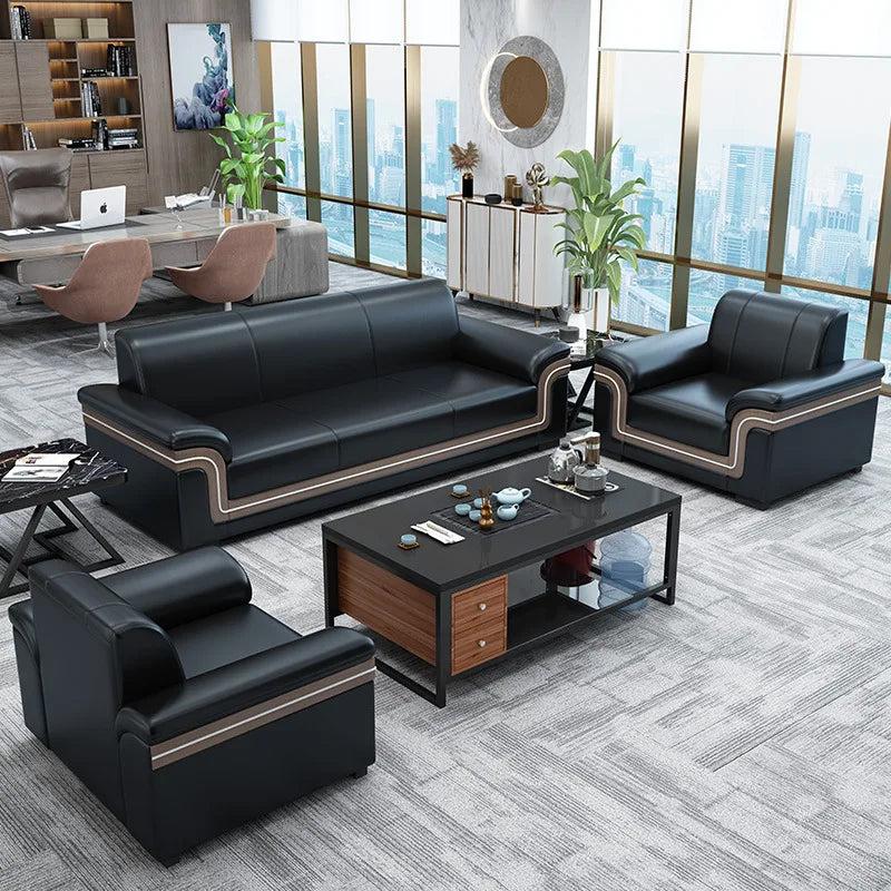 Simple Business Office Sofa Set Coffee Table Modern Luxury Reception Furniture for Three-Person Meetings Meeting Room Furniture