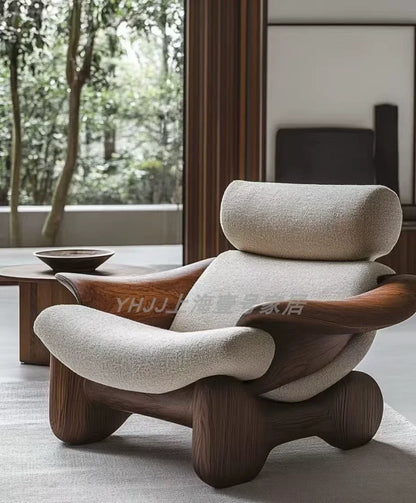 Comfortable solid wood sofa chair soft decoration living room casual armrest recliner