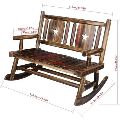 Wooden Double Outdoor Terrace Rocking Chair, Outdoor Rocking Chair, Original Wooden Porch Stool
