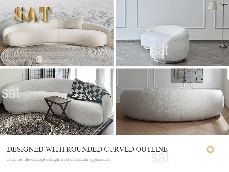Modern Minimalist White Half Circle Designer Couches Luxury Sofa Set Design Lounge Round Curved Sofa Couch