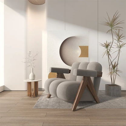 Nordic Wood Living Room Chairs Modern Living Room Sofas Home Balcony Single Leisure Back Armchair Fabric Sofa Chair Furniture