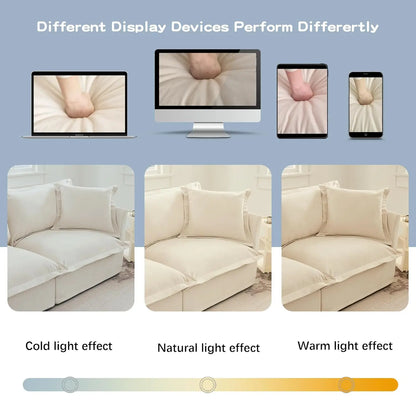 L-Shaped Modular Sectional Sofa Removable Slipcover Cloud 3-Seater Movable Ottoman Chenille Living Room Customized