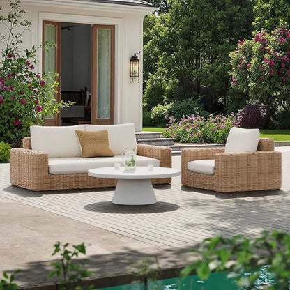 Traditional Design Outdoor Rattan Woven Wicker Patio Villa Courtyard Sofa Sectional Garden Set