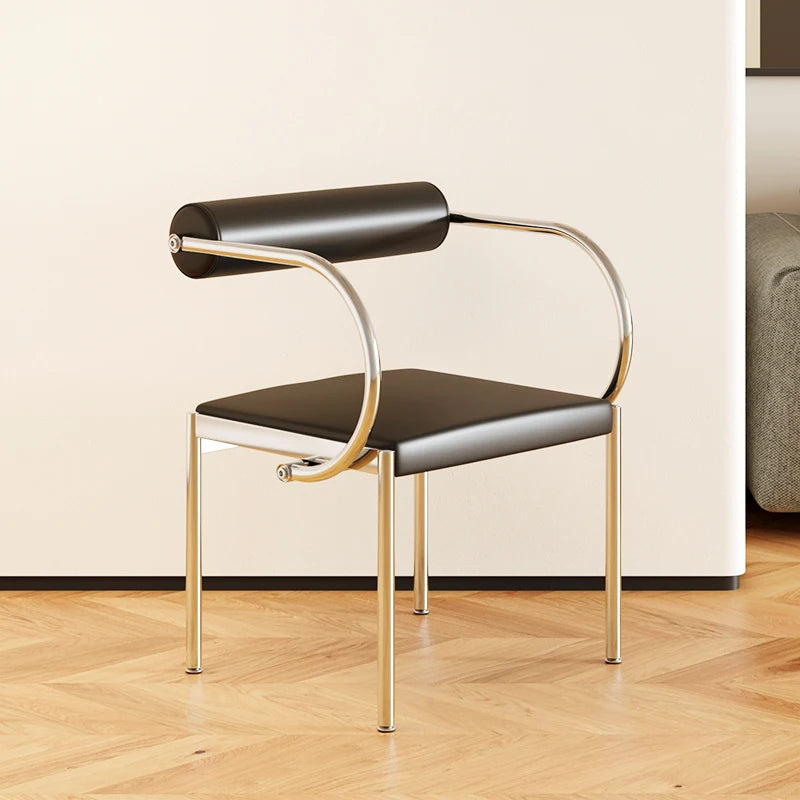 Vintage Designer Dining Chair with Stainless Steel Frame Study Room Seat Bedroom Dressing Table Makeup Stool Home Kitchen Chairs