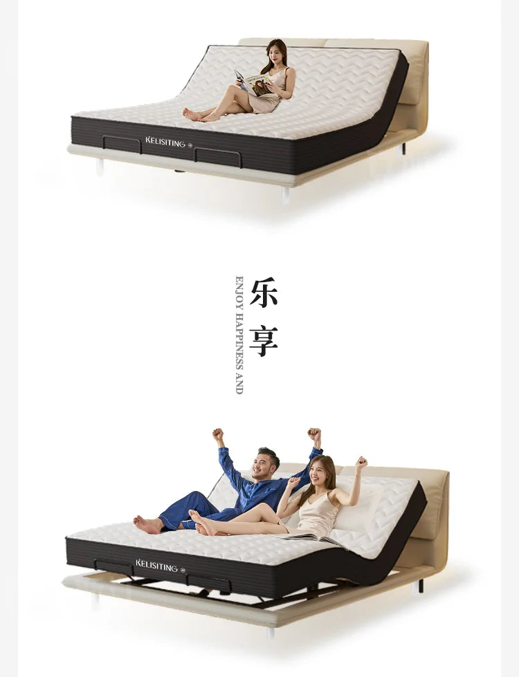 Elegant Modern Double Bed Luxury Upholstered Comferter Adults Bed Adjustable Electric Cama Box Casal Bedroom Furniture