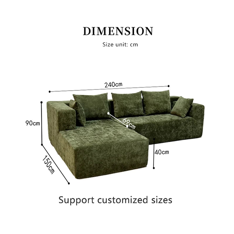 For Modern L-Shape Compressed Corner Sofa Set in a Box Fabric 45D Foam Sponge High Density Reclining for Living Room Furniture