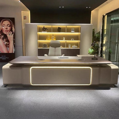 Elegant Light Luxury office desk Modern large high-end design executive desk Minimalist interior escritorio oficina furniture