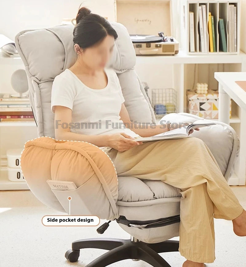 Comfort Soft Desk Chair with Adjustable Armrests Home Office Ergonomic Wide Seat Computer Chairs High-Back Gaming Recliner Chair