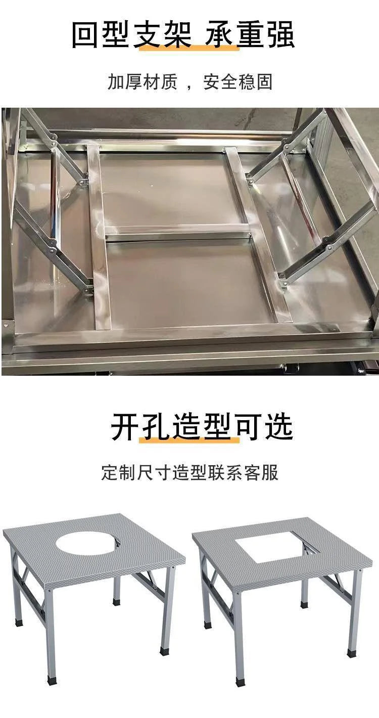 Square Folding Utility Table Home Restaurant Stainless Steel Dinner Tables Outdoor Indoor Portable Foldable Wedding Dining Table