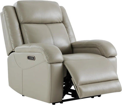 Genuine Leather Power Recliner Chairs for Adults, Wall Hugger RV Recliner with Power Headrest & Charging Ports,