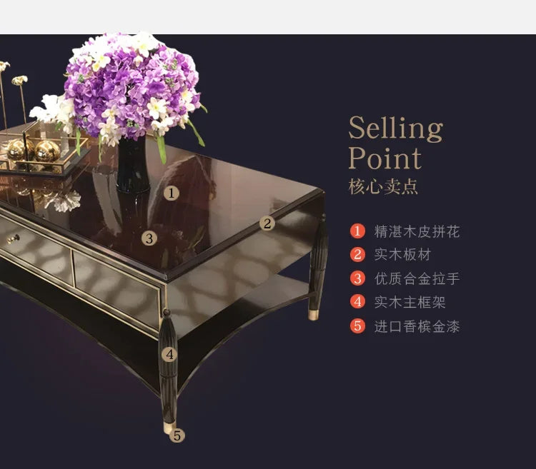 AR Light Luxury Post-modern Stainless Steel Rectangular Square Coffee Table Living Room TV Cabinet Combination Marble Furniture