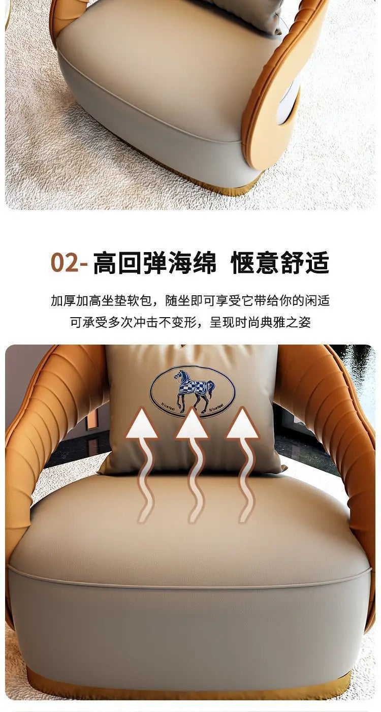 Italian style living room small chairs office and guest rooms single sofa chairs rotatable genuine leather leisure chairs