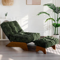 Green Upholstered Adjustable Reclining Chair with Ottoman for Living Room and Reading