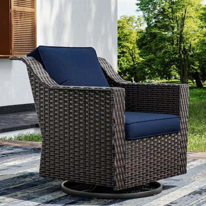 3-Piece Outdoor Patio Set with PE Rattan Sofa, Removable Cushions & Tempered Glass Table for Garden, Balcony