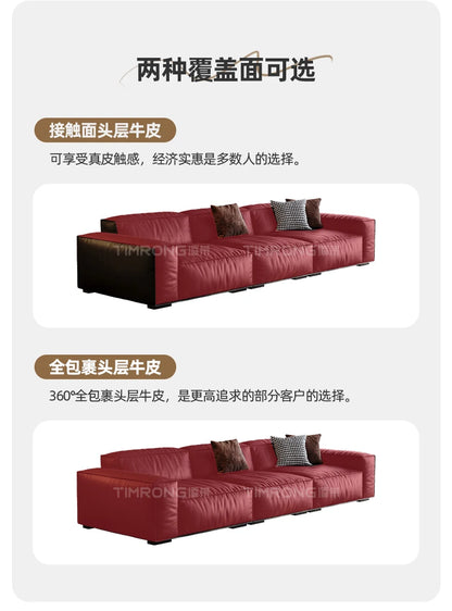 Family Italian Living Room Sofas Genuine Leather Sectional Apartment Relaxing Sofa Elegant Comfortable Muebles Home Furniture