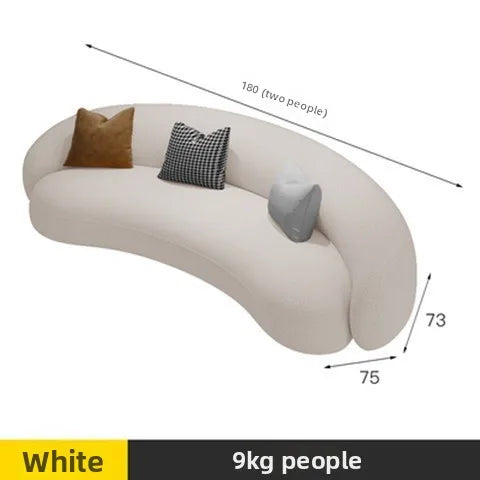Light luxury small apartment curved lambswool sofa simple home living room fabric sofa beauty salon reception sofa chair