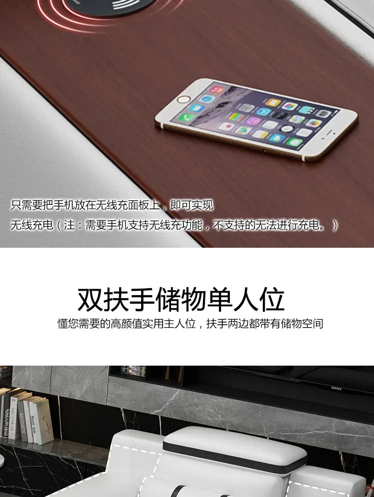 Popular and durable massage seat, cowhide multifunctional living room furniture, leather art storage, sofa combination