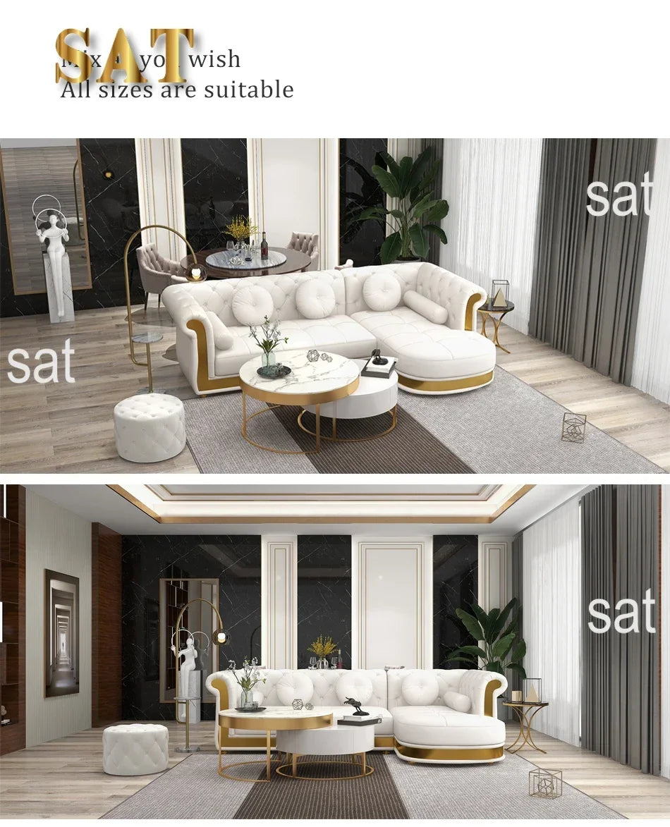 A Leather Sofa Luxury Couches L Shape Sofa Set Sectional Corner Modular Living Room Furniture sofa Set