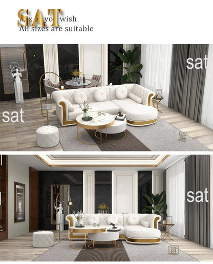 A Leather Sofa Luxury Couches L Shape Sofa Set Sectional Corner Modular Living Room Furniture sofa Set