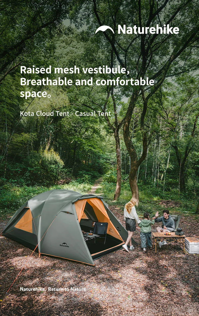 Naturehike 8-10 Person Tent Kota Cloud Casual Tent Outdoor Camping Hiking Travel Gazebo Tents Big Space Waterproof Breathable