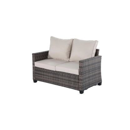 Outdoor sofa with detachable thickened cushions and backrests. It is a waterproof rattan sofa, suitable for gardens, backyards,