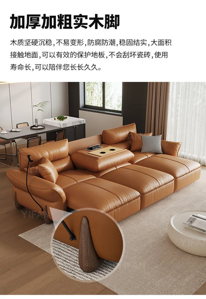Relaxing Genuine Leather Sofa Living Room Electric Reclining Italian Sofa Lounge Luxury Divano Soggiorno Furniture Home