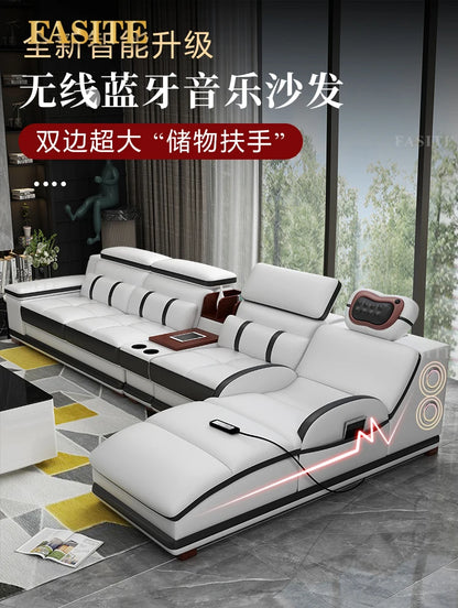 Massage sofa minimalist top layer cowhide home living room Italian minimalist leather art