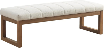 52.7" Modern Upholstered Teddy Fabric Bedroom Bench - Multi-Functional Footrest & Entryway/Dining Room Ottoman
