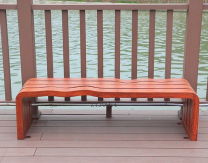 Banc d'extérieur de parc en fer forgé, chaise communautaire de loisirs, double banc carré d'extérieur, jardin en bois massif